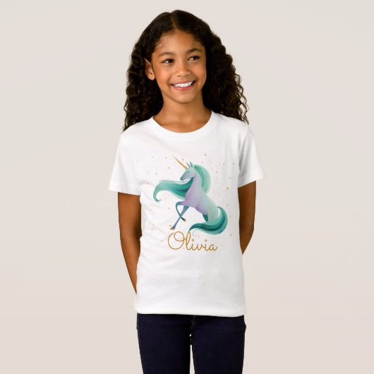 Unicorn Reader Girls’ T-Shirt – Personalized Name Tシャツ (正面フル)