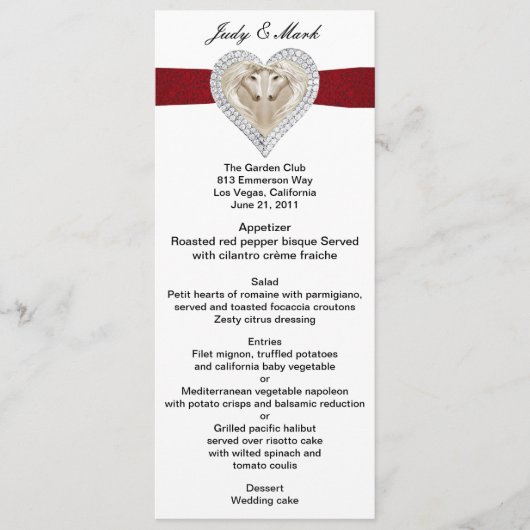 Unicorn Red Laceの結婚メニューカード メニュー (正面)