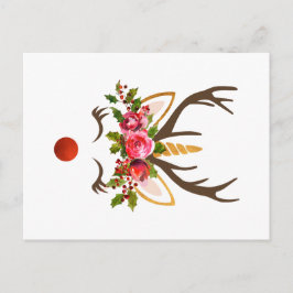 Unicorn Reindeer Antler/クリスマスの花 シーズンポストカード