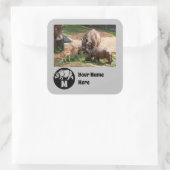 Unicorn Rhinoシルエットモノグラム名タグフォト スクエアシール (バッグ)