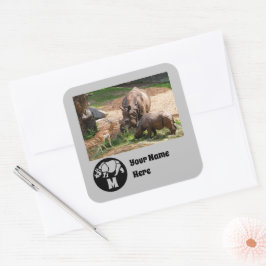 Unicorn Rhinoシルエットモノグラム名タグフォト スクエアシール