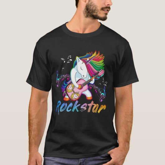 Unicorn RockのスターGuitar Rockinの音楽歌手 Tシャツ (正面)
