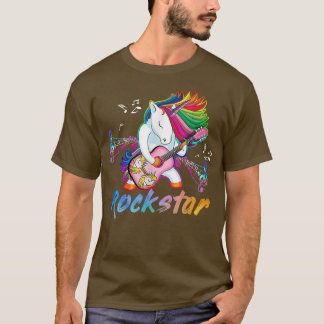 Unicorn Rock star Guitar Rockin' music singer Tシャツ