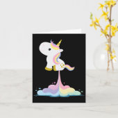 Unicorn Rocket Rainbow Clouds カード (黄色い花)