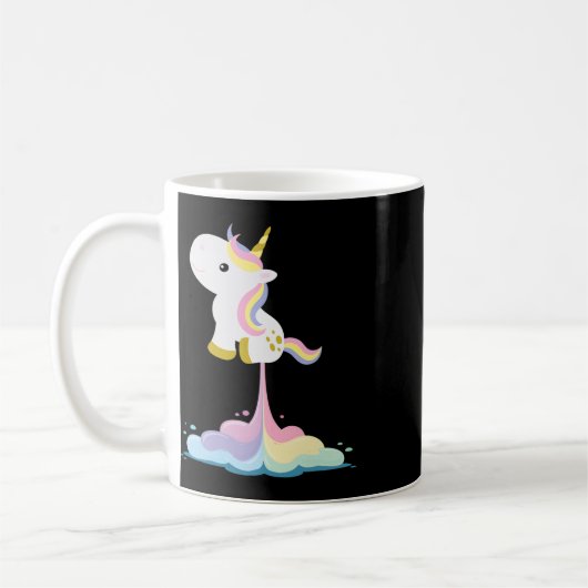 Unicorn Rocket Rainbow Clouds  コーヒーマグカップ (左)