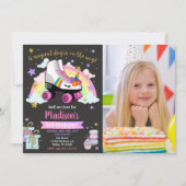 Unicorn Roller Skate Birthday Invitation 招待状 (正面)