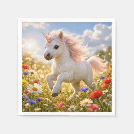Unicorn Running In Wildflower Field スタンダードカクテルナプキン