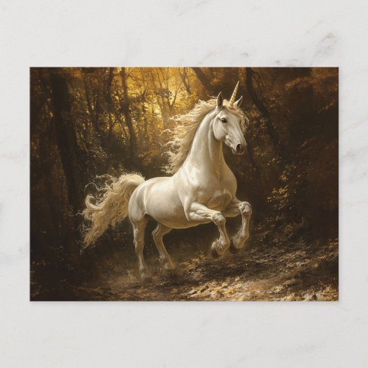 Unicorn Running Through The Forest Painting ポストカード (正面)