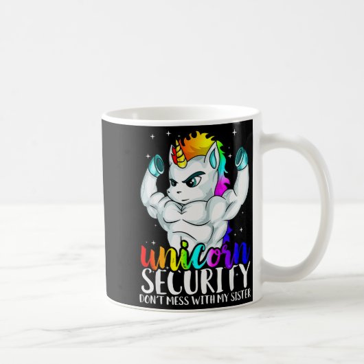 Unicorn Security Dont Mess With My Sister Funny Br コーヒーマグカップ (右)