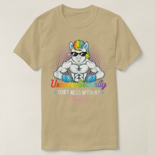 Unicorn Security Muscular Brother Don't Mess With Tシャツ (デザイン正面)