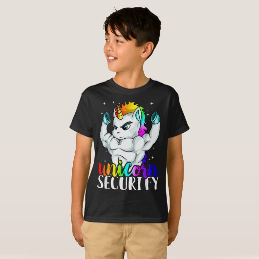 Unicorn Security Squad Muscle Tee Funny Dad Brothe Tシャツ (正面フル)