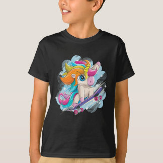 Unicorn Skateboarding Shirt Girls Women Skateboard Tシャツ