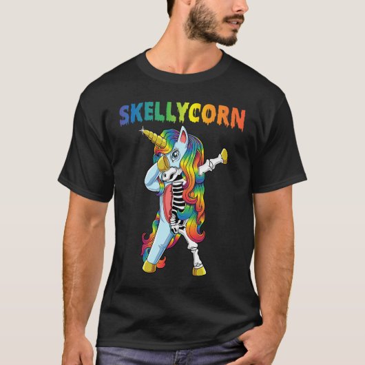 Unicorn Skeleton  Dabbing Unicorn Cute Halloween Tシャツ (正面)