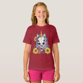 Unicorn Skull Flowers Pastel Goth Soft Grunge Goth Tシャツ (正面フル)