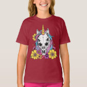 Unicorn Skull Flowers Pastel Goth Soft Grunge Goth Tシャツ (正面)