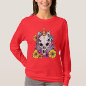 Unicorn Skull Flowers Pastel Goth Soft Grunge Goth Tシャツ (正面)