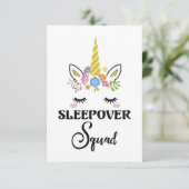 Unicorn Sleepover Squad Birthday Slumber Party サンキューカード (スタンド正面)