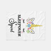 Unicorn Sleepover Squad Birthday Slumber Party フリースブランケット (正面(横))