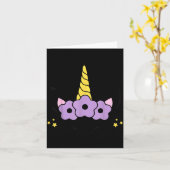 Unicorn Smile Eyelashes Kid Unicorns Flowers Wreat カード (黄色い花)