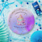 Unicorn Sparkleブルーパープルケーキ4th Birthday ペーパープレート (パーティー)