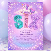 Unicorn Sparkle 6th Birthday  Girl Invitation 招待状