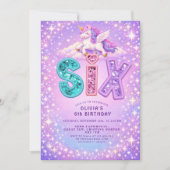 Unicorn Sparkle 6th Birthday  Girl Invitation 招待状 (正面)