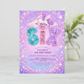 Unicorn Sparkle 6th Birthday  Girl Invitation 招待状 (スタンド正面)