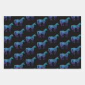 Unicorn Sparkles aqua blueパタグラデーションーン黒 ラッピングペーパーシート (正面2)