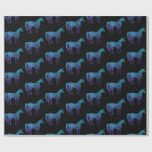 Unicorn Sparkles aqua blueパタグラデーションーン黒 ラッピングペーパー (フラット)