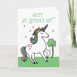 Unicorn St. Patrick's Day Wishes with Shamrock カード
