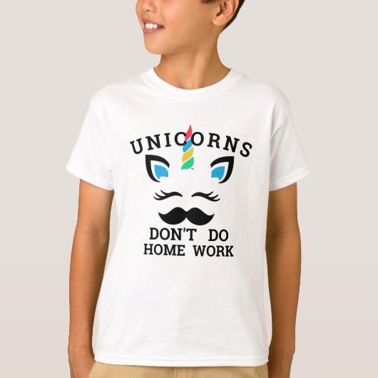 Unicorn Tおもしろいシャツ – 「宿題はやらない」Tシャツ Tシャツ (正面)