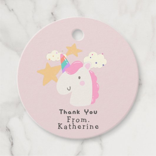 Unicorn Thank You giftラベルfor birthday goodyバッグ フェイバータグ (正面)