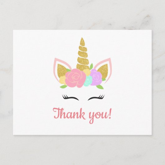 Unicorn Thank You Postcard ポストカード (正面)