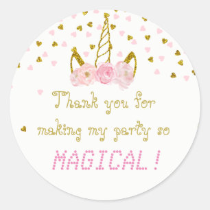 Unicorn Thank You Stickers ラウンドシール