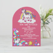 Unicorn Themed Girl Birthday Invitation  招待状 (スタンド正面)