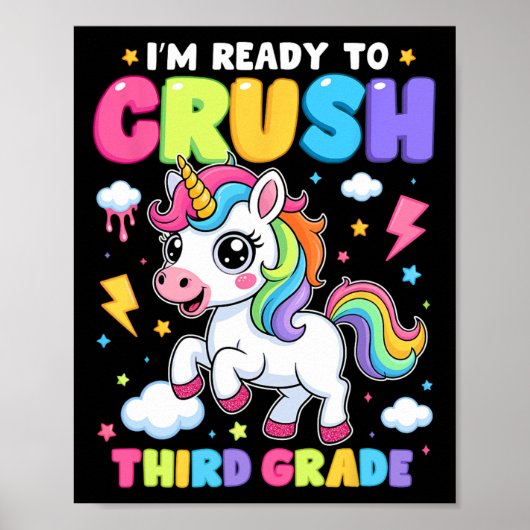 Unicorn Third Grade Here I Come Back To School Gir ポスター (正面)