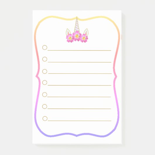 Unicorn To Doリスト&レインボーフレーム ポストイット (正面)