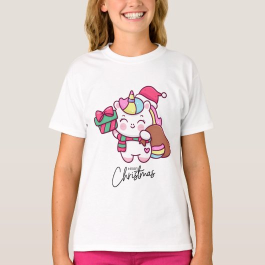 Unicorn Tshirt design for Christmas party  Tシャツ (正面)