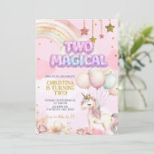 Unicorn Two Magical Pastel Birthday Invitation 招待状 (スタンド正面)