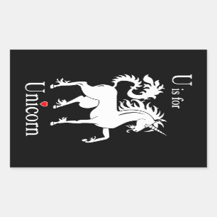 Unicorn、UはUnicornフラッシュカード用 長方形シール