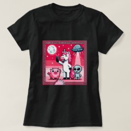 Unicorn UFO Selfie: Square Land (Pixel Art) #2 Tシャツ