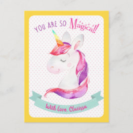 Unicorn Valentines Day Card Kids (Classroom) シーズンポストカード