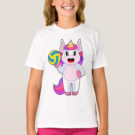 Unicorn Volleyball player Volleyball Sports Tシャツ (正面)