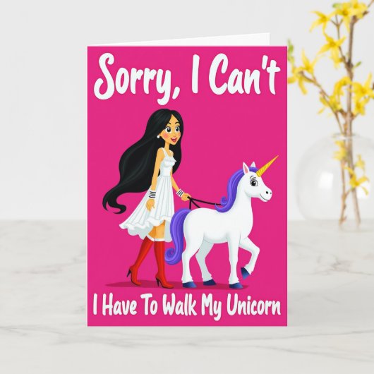 Unicorn Walk Funny Friend Card カード (黄色い花)