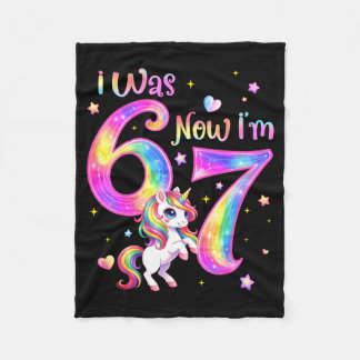 Unicorn was 6 7 six seven 7th bday birthday girl フリースブランケット
