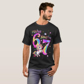 Unicorn was 6 7 six seven 7th bday birthday girl tシャツ (正面フル)