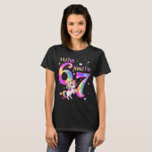 Unicorn was 6 7 six seven 7th bday birthday girl tシャツ (正面フル)