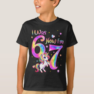Unicorn was 6 7 six seven 7th bday birthday girl tシャツ