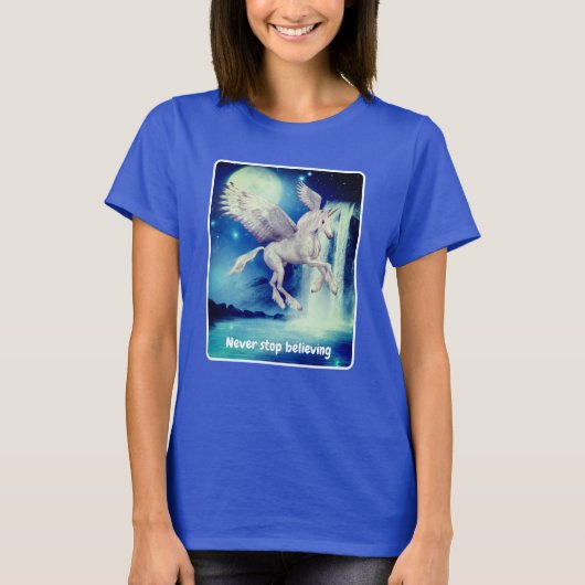 Unicorn Waterfall Believe Inspirational Tシャツ (正面)