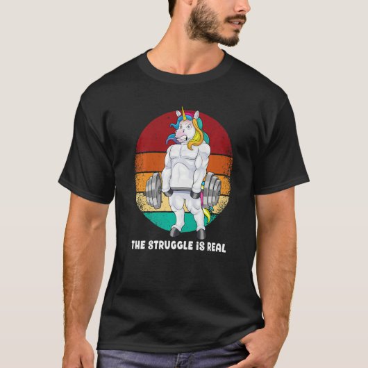 Unicorn Weightlifting Deadlift Fitness Gym Workout Tシャツ (正面)